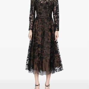 Marchesa  Notte Black Lace midi length dress